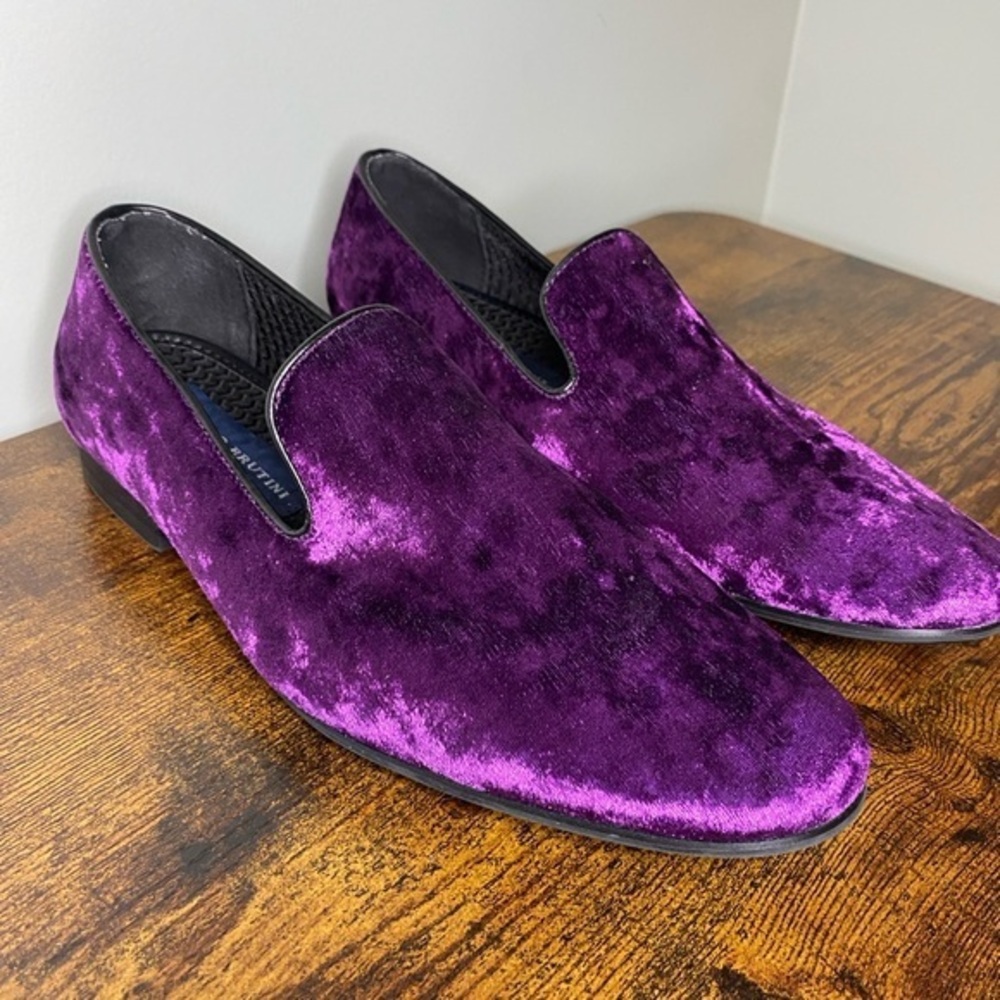 Giorgio Brutini Mens Size 7 Shoes Purple Black Velvet Comfort Event Loafers
